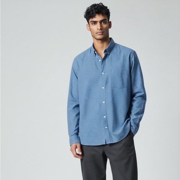 GAP Other - GAP Untucked Button Down Shirt XXL Blue Print Casual Long Sleeve Cotton